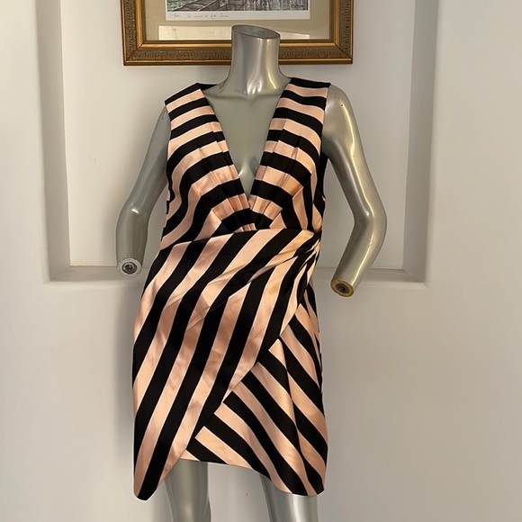 TOPSHOP Stripe Wrap Structured Mini Dress Size 10 - Picture 4 of 15